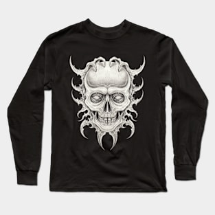 Skull tattoo surreal art hand drawing. Long Sleeve T-Shirt